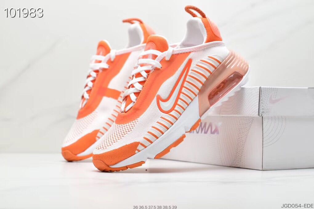 Women Nike Air Max Vapormax 2090 Flyknit White Orange Shoes - Click Image to Close